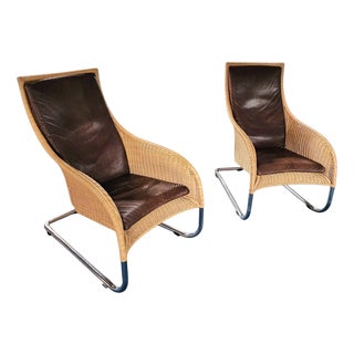 Rattan Lounge Chairs, 1990s, Set of 2 For Sale