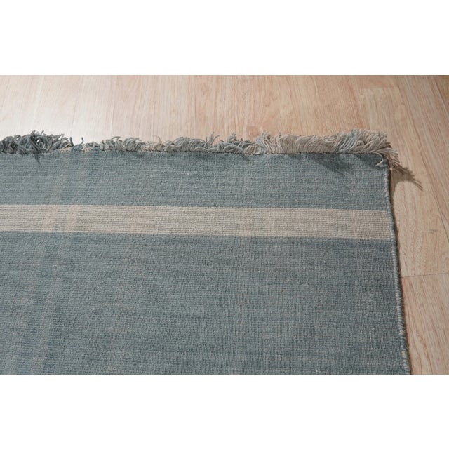 Textile 6x9 Opulent Majestic Blue Geometric Modern Flatweave Wool Carpet Rug For Sale - Image 7 of 9
