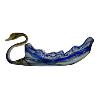 1950s Large Murano Glass Swan Bowl For Sale
