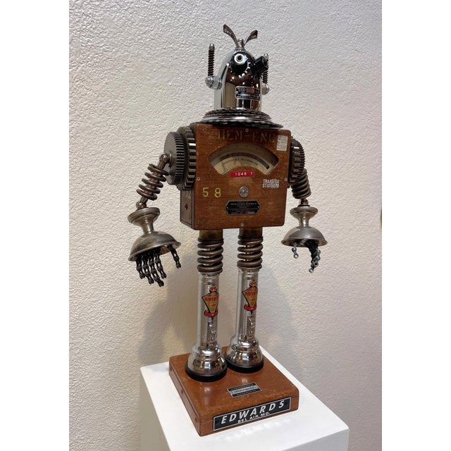 Contemporary Edwards by David Lipson | Found Object Assemblage Robot made from vintage materials For Sale - Image 3 of 5