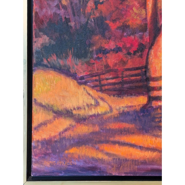 Red Nancy Paris Pruden "Orange Light" Contemporary Naturalistic Forested Nature Path Landscape Painting, 2020s For Sale - Image 8 of 11