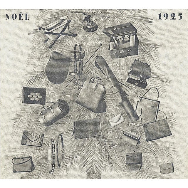 This is a RARE 1925 French Art Deco advertisment print for Hermès luxury gifts perfect for the 1925 Noel holiday season....