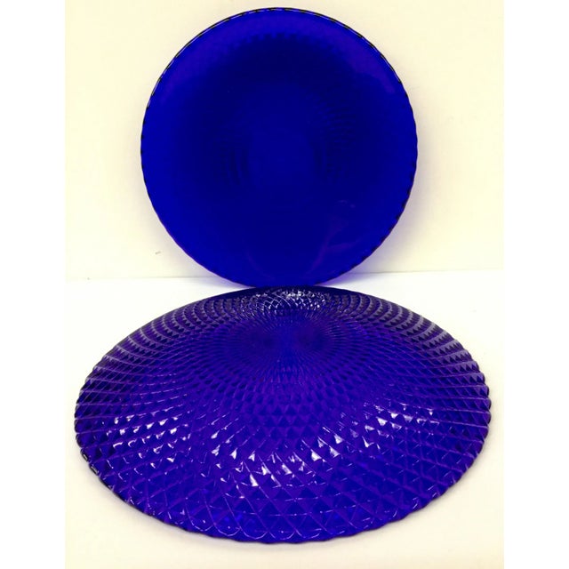 Vintage Colbalt Diamond Back Plates - a Pair For Sale In Portland, ME - Image 6 of 11