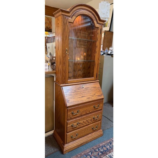 American Jasper Cabinet Bonnet Top Secretary For Sale - Image 3 of 12