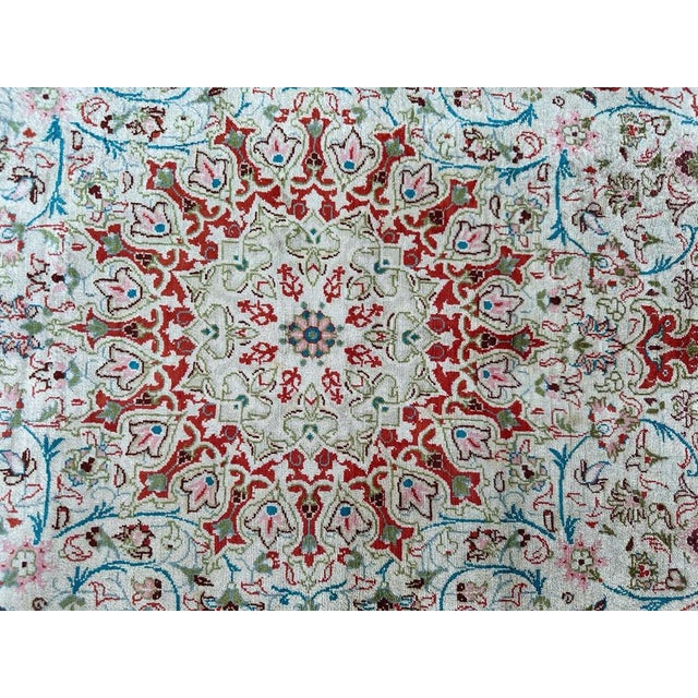2000 - 2009 Small Vintage Silk Qom Rug, 2000s For Sale - Image 5 of 17