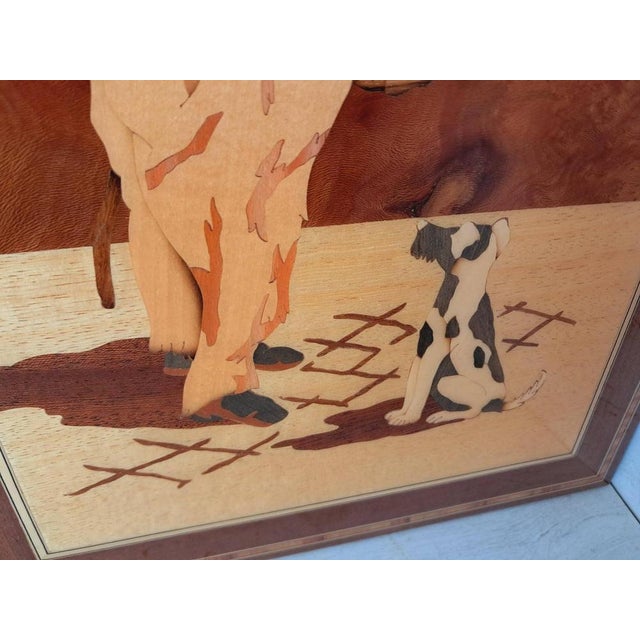Vintage Italian Inlaid Marquetry Wall Art, 1960 For Sale - Image 16 of 18