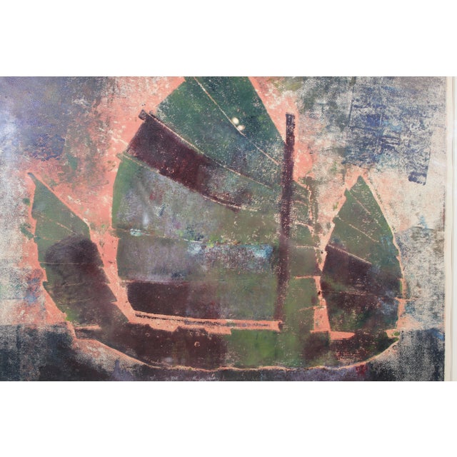 Impressionist Paul Sprohge "Hong Kong Junk" Abstract Impressionist Seascape Edition 3 of 4 1969 For Sale - Image 3 of 5