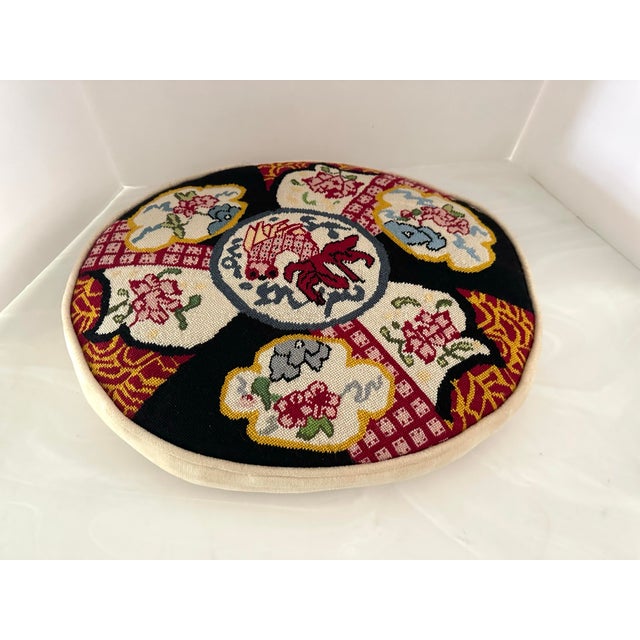 Black Vintage Imari Needlepoint Pillow For Sale - Image 8 of 8