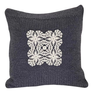 Fabulous Handmade Mohair Crochet Alpine Pillow For Sale
