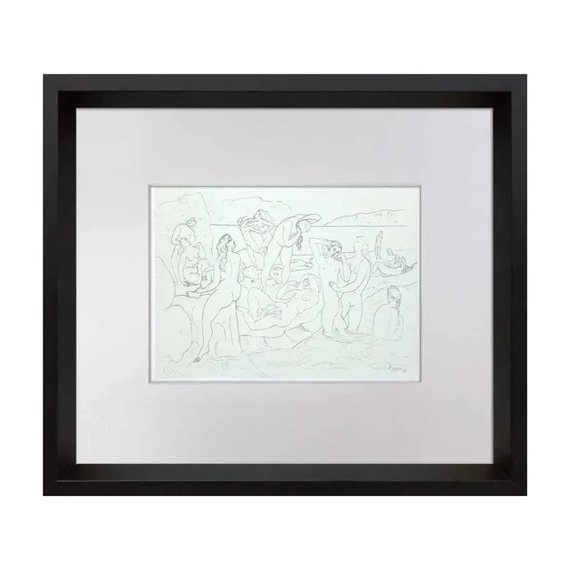 Pablo Picasso Pablo Picasso "Bathers" Limited Edition Lithograph, Signed in Matrix, 1946, Custom Framed For Sale - Image 4 of 4