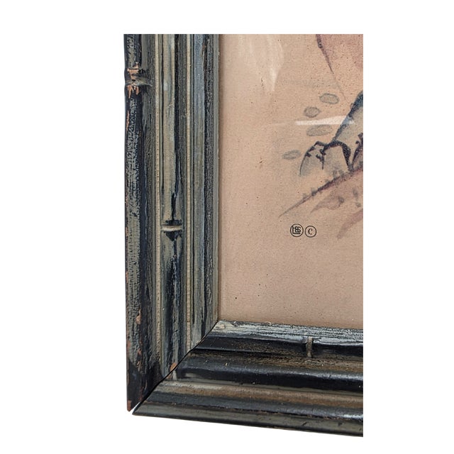 Pair of Mid-Century Antique Japanese Landscape Watercolors - Ebonized Bamboo Framed For Sale - Image 11 of 15