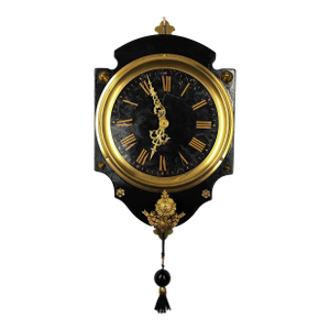 Late 19th Century Farcot French Small Antique Cartel-Clock in Blackened Wood by Style Napoleon III