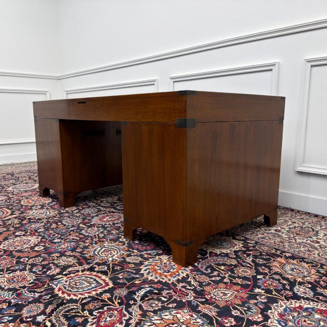 Brown English Campaign Desk in Oak For Sale - Image 8 of 18