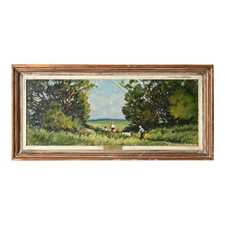 French Vintage Framed Landscape Painting For Sale