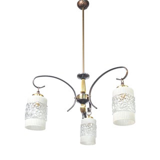 Italian Design Chandelier in Glass and Brass, 1940s For Sale