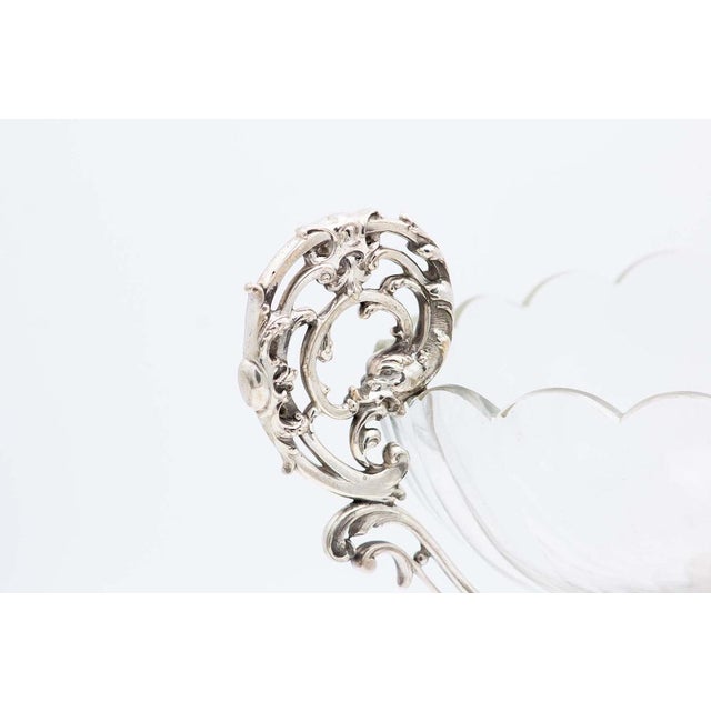 Fruit Bowl Centerpiece in Cut Glass with Embossed Silver Structure For Sale - Image 4 of 5