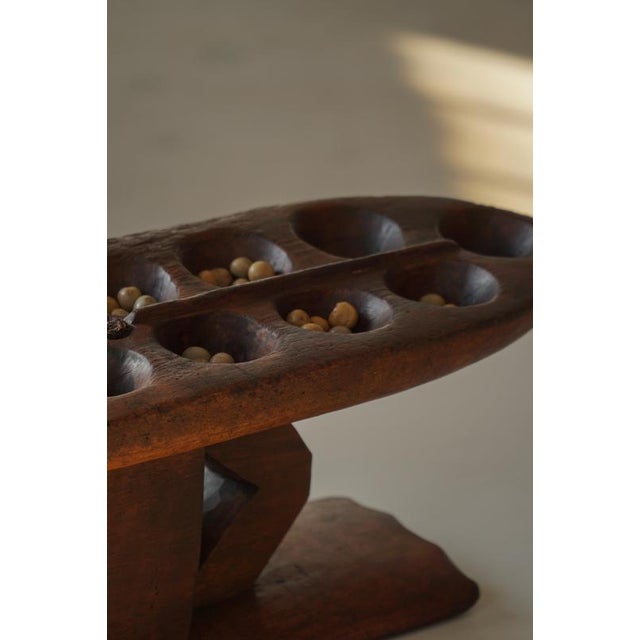 Wood Mid-Century African Hand-Carved Wooden Mancala Game Board, 1950s For Sale - Image 7 of 18