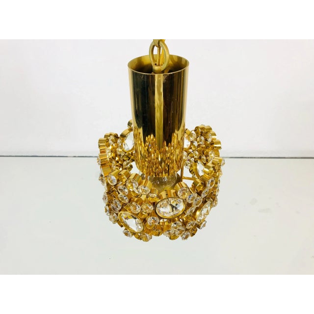 German Gilt Brass and Crystal Glass Chandelier from Palwa, 1970s For Sale - Image 6 of 16
