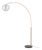 Float Arc Lamp, 92" Tall Weathered Brass Frame, Mid Century Floor Lamp, White Satin Sphere Shade For Sale