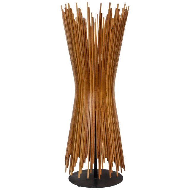 Danish Wooden Stick Table Lamp, 1960s For Sale