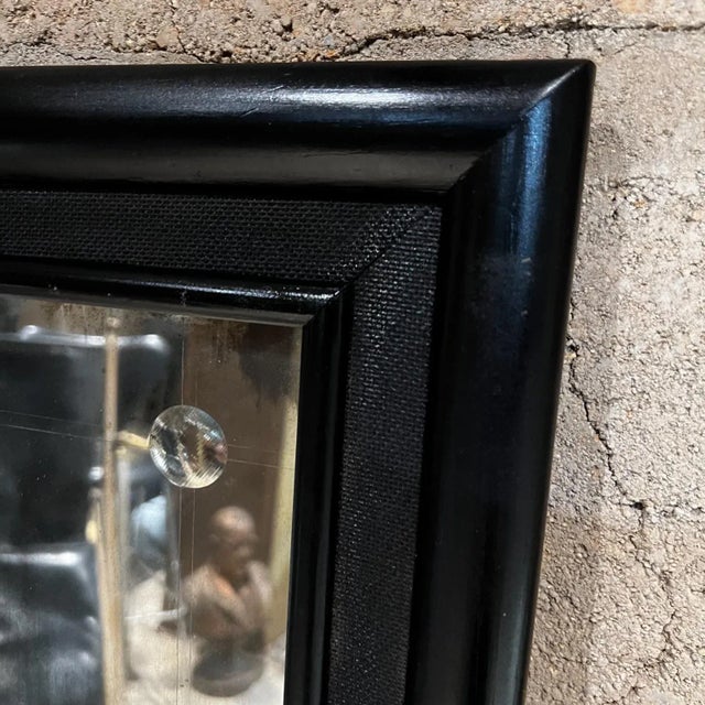 1950s 1950s Antique Wall Mirror Black Satin Mexico City For Sale - Image 5 of 13