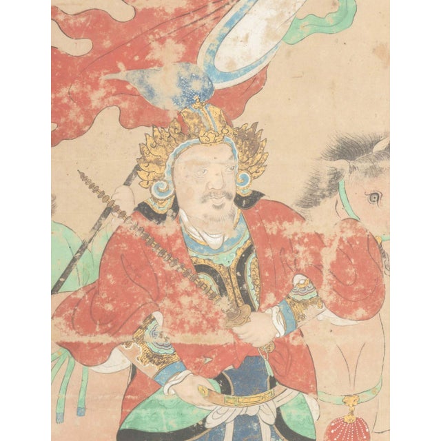 Portraiture Chinese Emperor General & Attendants Gouache, 2 For Sale - Image 3 of 12