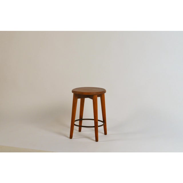 Patinated Oak Stool in the Style of Les Artisans De Marolles For Sale - Image 11 of 11