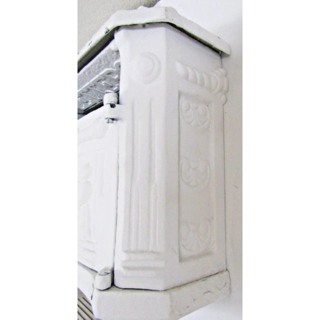 White Victorian Wall Mounted Cast Iron Painted White Mailbox For Sale - Image 8 of 10