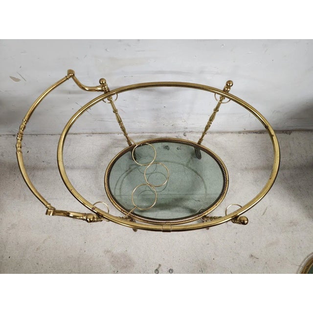 French Bar Cart Serving Trolley Brass Vintage For Sale In Miami - Image 6 of 12