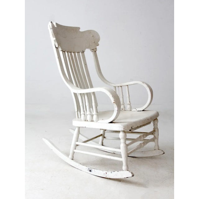 Antique White Wood Rocking Chair For Sale - Image 9 of 13