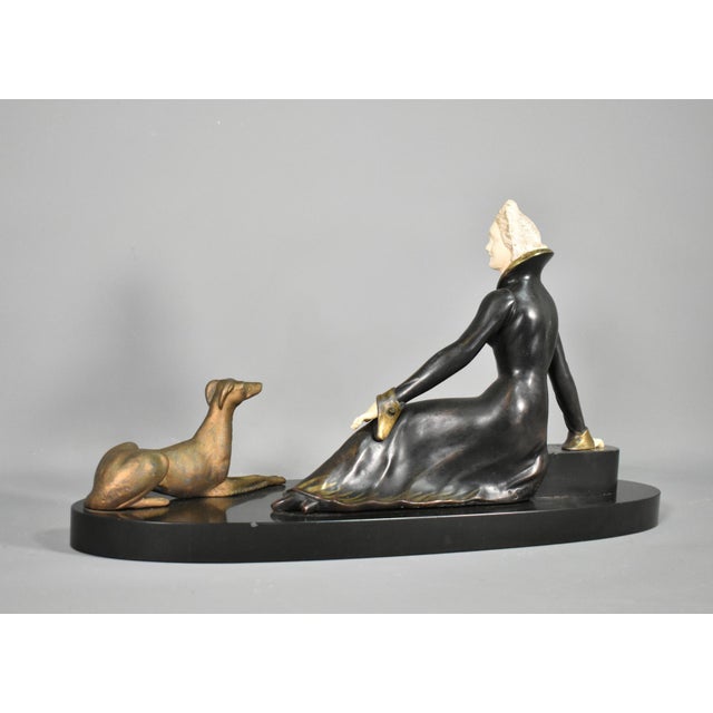 Art Deco French Metal & Marble Sculpture by Salvatore Melani, 1920s For Sale - Image 14 of 16