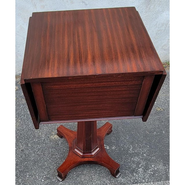 Wood 1940s Mahogany Empire Drop Leaf End Table With Two Drawers For Sale - Image 7 of 10