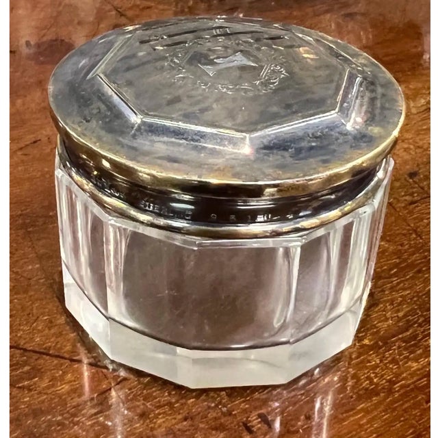 Metal 19th Century Grouping of 8 Cut Glass Jars With Sterling and Brass Lids For Sale - Image 7 of 13