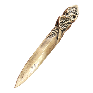 Antique French Art Nouveau Bronze Letter Opener by Raymond Gardille | Heron Stork Bird in Reeds Paper Knife Signed R. Gardille Circa 1900