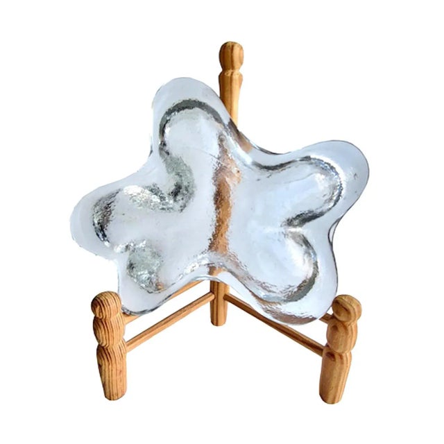 Offered is a free form textured art glass bowl from Blenko Glass, designed by Wayne Husted in the 1960s. The surface is...