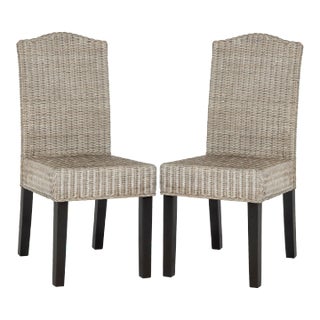 19''H Wicker Dining Chair in Antique Grey - a Pair For Sale