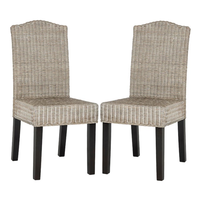 19''H Wicker Dining Chair in Antique Grey - a Pair For Sale