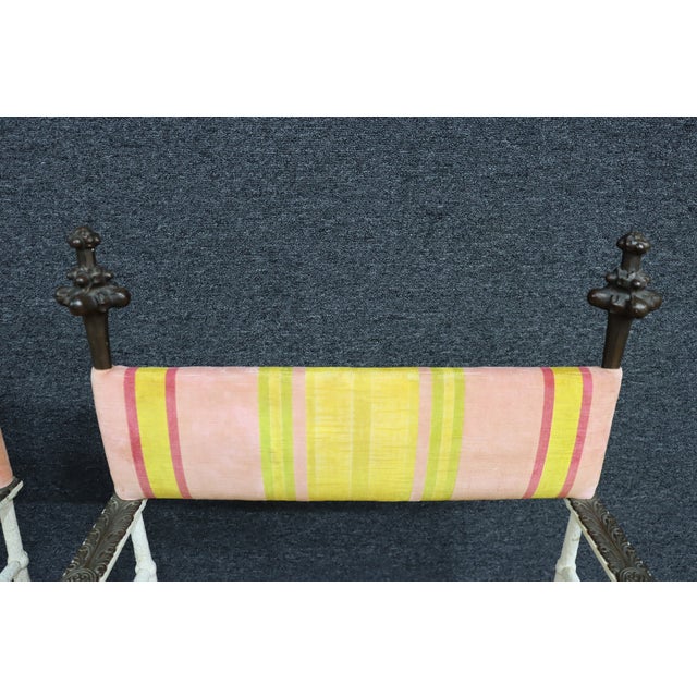 Pair of Italian Savonarola Style Iron Chairs With Figural Arms For Sale In Philadelphia - Image 6 of 15