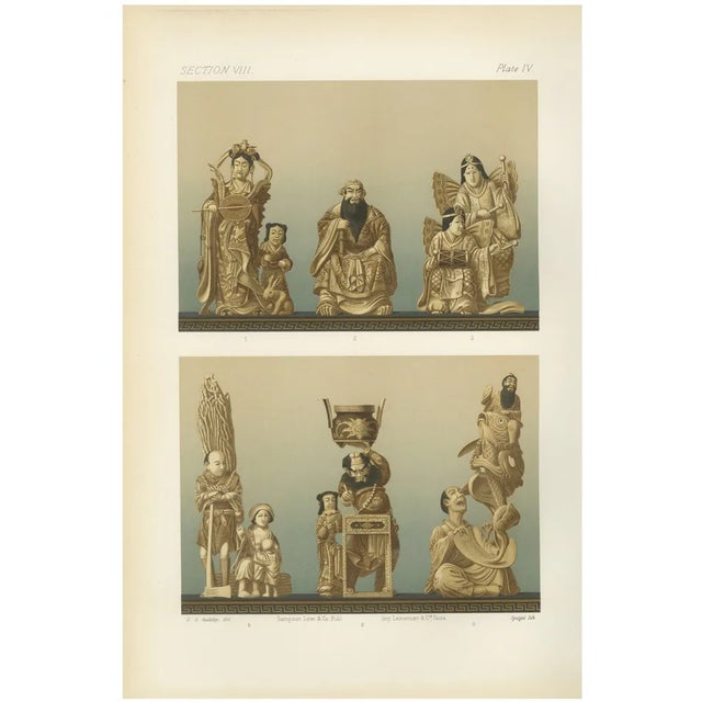 Japanese Figurines Illustrating Mythological and Ceremonial and Everyday Scenes, 1884, Paper For Sale