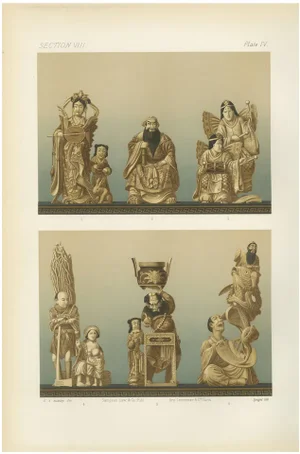 Japanese Figurines Illustrating Mythological and Ceremonial and Everyday Scenes, 1884, Paper