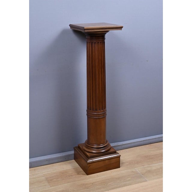 Brown Antique Louis XVI Style Walnut Column, 1800s For Sale - Image 8 of 16