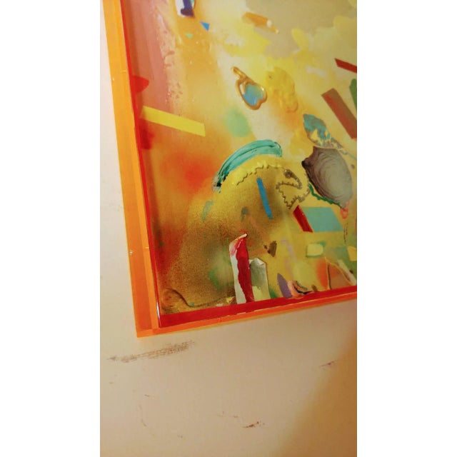 A multi-depth multi-colored intense painting by Kristina Zallinger. She gets the depth and floating appearance through the...