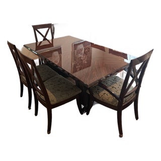 7-Piece Designed and Built by Pietro Costantini for Ello Postmodern Macassar Ebony Dining Set With Premium Italian Upholstery For Sale