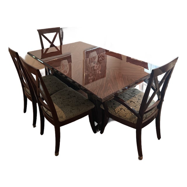 7-Piece Designed and Built by Pietro Costantini for Ello Postmodern Macassar Ebony Dining Set With Premium Italian Upholstery For Sale