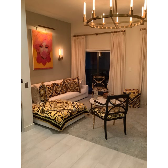 Hand Painted Accent Chairs with Atelier Versace Upholstery a Pair