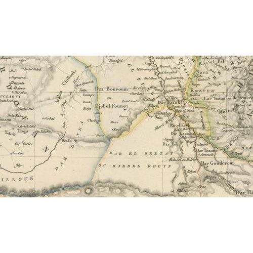 Blue Antique Map of Nile River and Abyssinia by Lapie, 1837 For Sale - Image 8 of 11