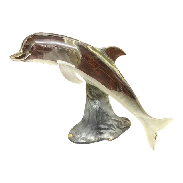 Haziza Acrylic Jumping Dolphin Statue For Sale