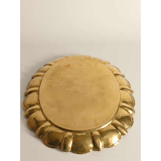 Gray Large Hollywood Regency Oval Brass Tray by Firma Lars Holmström, 1940s For Sale - Image 8 of 18