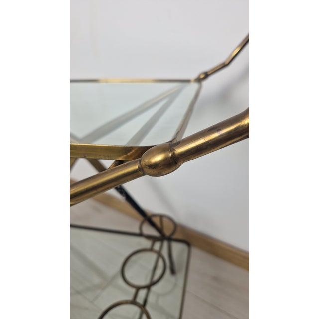 Trolley in Wood, Brass and Glass Shelves attributed to Cesare Lacca for Cassina, 1950s For Sale - Image 11 of 16