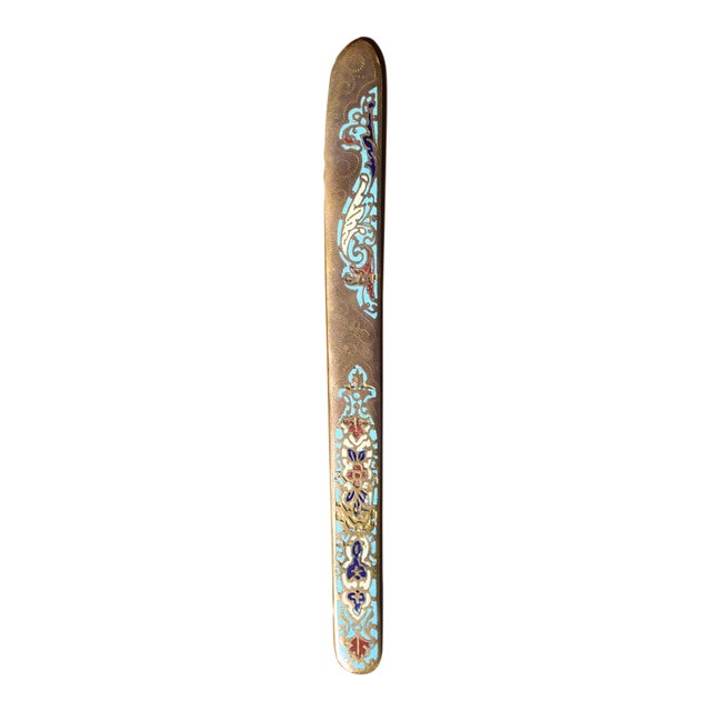 Antique Champlevé Enamel Bronze Letter Opener For Sale
